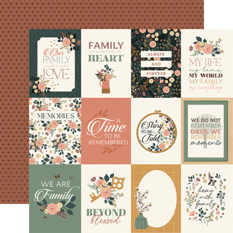 Echo Park - Family - 12x12 Single Sheet - 3x4 Journaling Cards