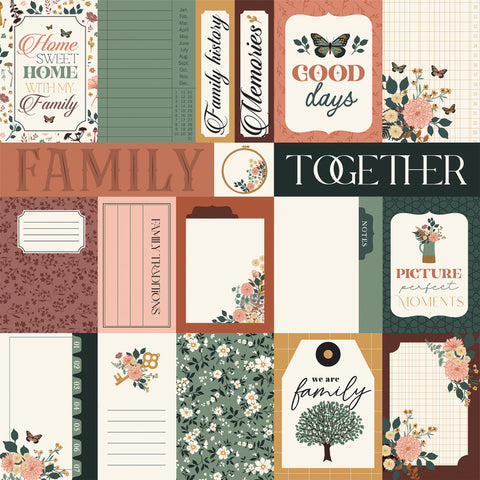 Echo Park - Family - 12x12 Single Sheet - Multi Journaling Cards