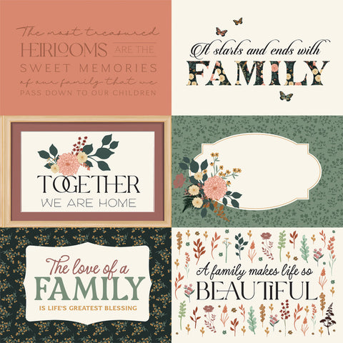 Echo Park - Family - 12x12 Single Sheet - 6x4 Journaling Cards