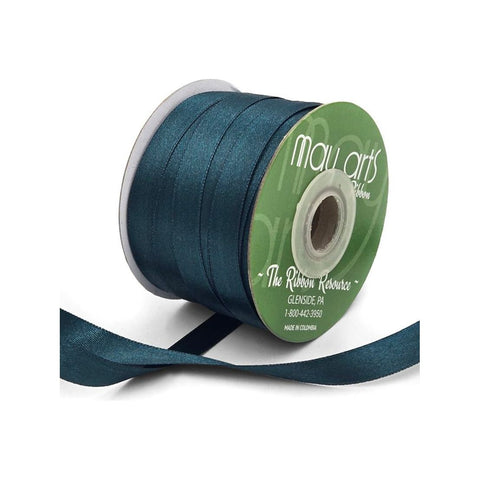 Ribbon - 1/2 Inch Luster Double Faced Satin Ribbon with Woven Edge / Dark Green HA-12-49