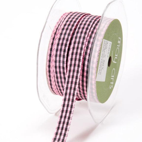 Ribbon - 3/8” Buffalo check / Pink/Black KB-9