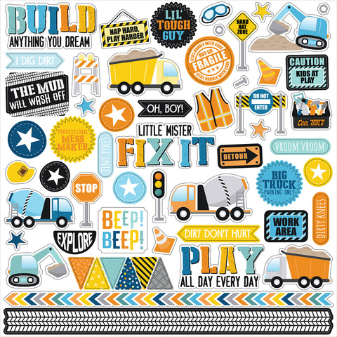 Echo Park - Little Builder - 12x12 Element Sticker Sheet