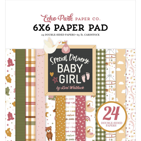 Double sided scrapbooking paper, Dear Baby Girl 05, 240 g/m2, 12 inch,  Magenta Line