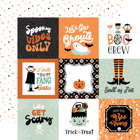 Echo Park - Spooktacular Halloween - 12x12 Single Sheet - 4x4 Journaling Cards