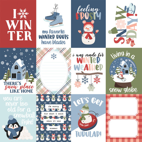 Echo Park - Chilling With My Snowmies - 3x4 Journaling Cards 12x12 Patterned Paper