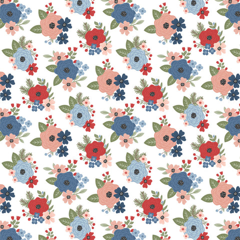 Echo Park - Chilling With My Snowmies - Winter Floral 12x12 Patterned Paper