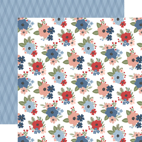 Echo Park - Chilling With My Snowmies - Winter Floral 12x12 Patterned Paper