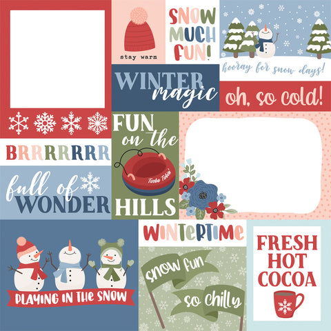 Echo Park - Chilling With My Snowmies - Multi Journaling Cards 12x12 Patterned Paper