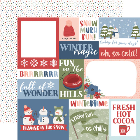 Echo Park - Chilling With My Snowmies - Multi Journaling Cards 12x12 Patterned Paper