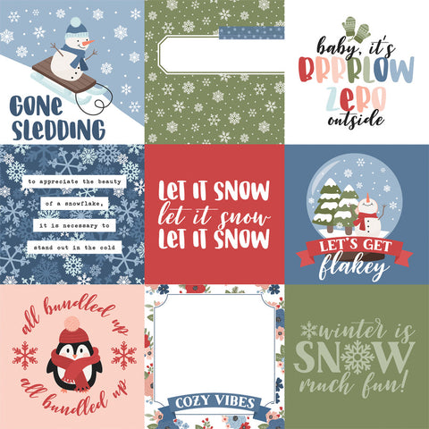 Echo Park - Chilling With My Snowmies - 4x4 Journaling Cards 12x12 Patterned Paper