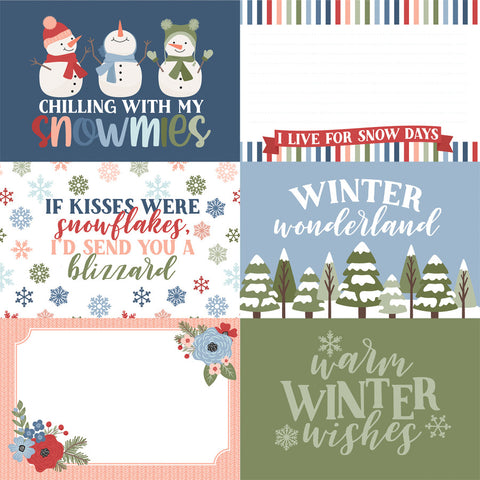 Echo Park - Chilling With My Snowmies - 6x4 Journaling Cards 12x12 Patterned Paper