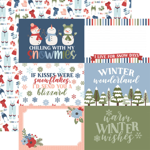 Echo Park - Chilling With My Snowmies - 6x4 Journaling Cards 12x12 Patterned Paper