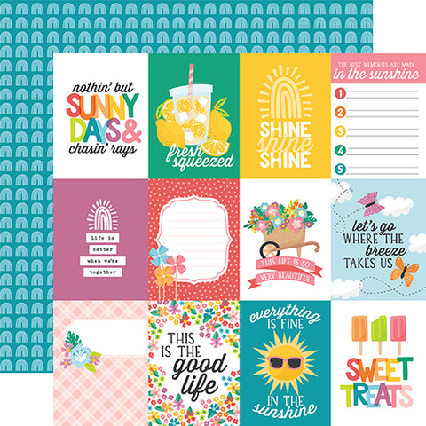 Echo Park - Sunny Days Ahead - 12x12 Single Sheet / 3x4 Journaling Cards