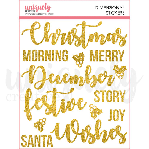 Uniquely Creative - Christmas Wishes - Glitter Dimensional Stickers