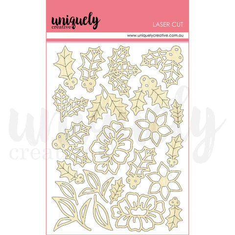 Uniquely Creative - Christmas Wishes - Holly Laser Cut Stickers