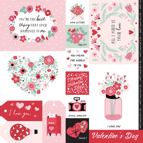 Echo Park - Valentine's Day - 12x12 Single Sheet / Multi Journaling Cards