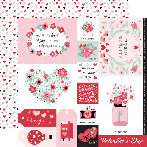 Echo Park - Valentine's Day - 12x12 Single Sheet / Multi Journaling Cards