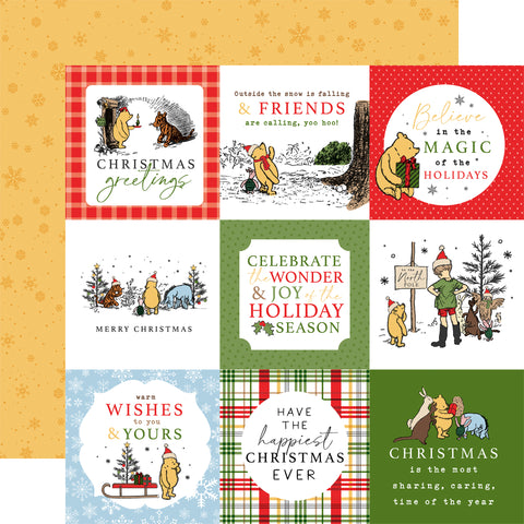 Echo Park - Winnie The Pooh Christmas - 12x12 Single Sheet / 4x4 Journaling Cards