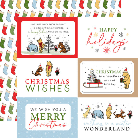 Echo Park - Winnie The Pooh Christmas - 12x12 Single Sheet / 6x4 Journaling Cards