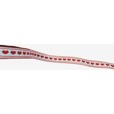 Ribbon - 5/8 inch Grosgrain Printed Red Hearts Ribbon / White & Red Hearts