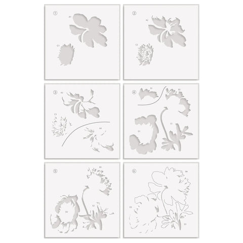 Altenew - Stencil Art: White Cap Peonies Layering Stencil Set