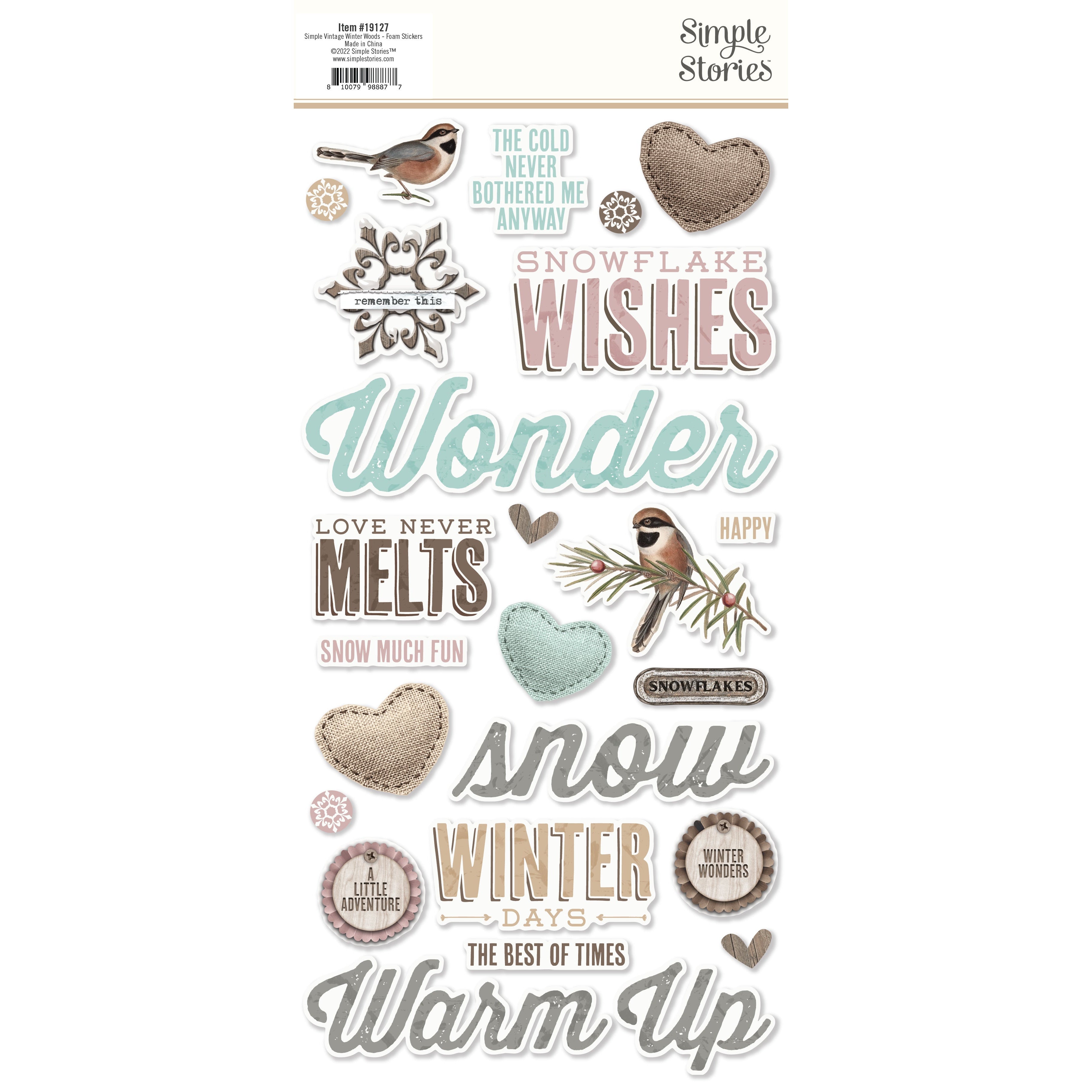 Simple Stories - Winter Cottage collection Foam Stickers