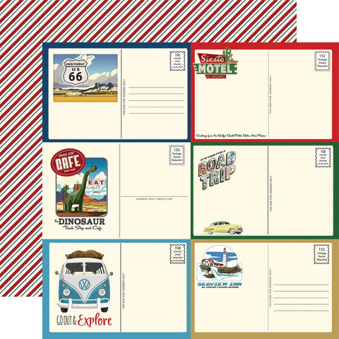 Carta Bella - Road Trip - 12x12 Single Sheet / Post Cards