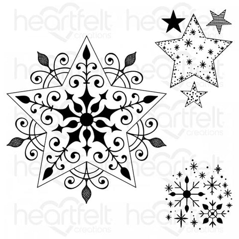 Heartfelt Creations - Holiday Star Collection - Large Holiday Star Cling Stamp Set / 3994**